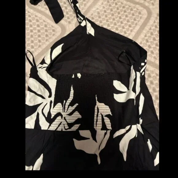 ANN TAYLOR LOFT LINEN BLEND FERN HALTER DRESS BLACK MINI NWOT $110 4 - Picture 9 of 9